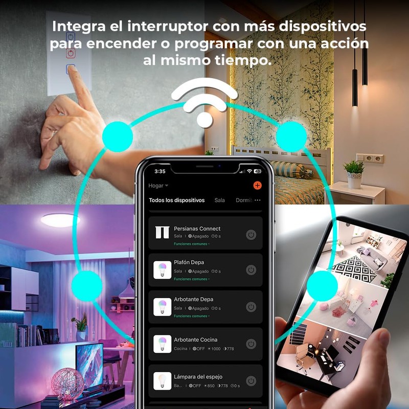 Tecnolite Connect - Apagador Inteligente Táctil WiFi 3 Circuitos, Requiere
