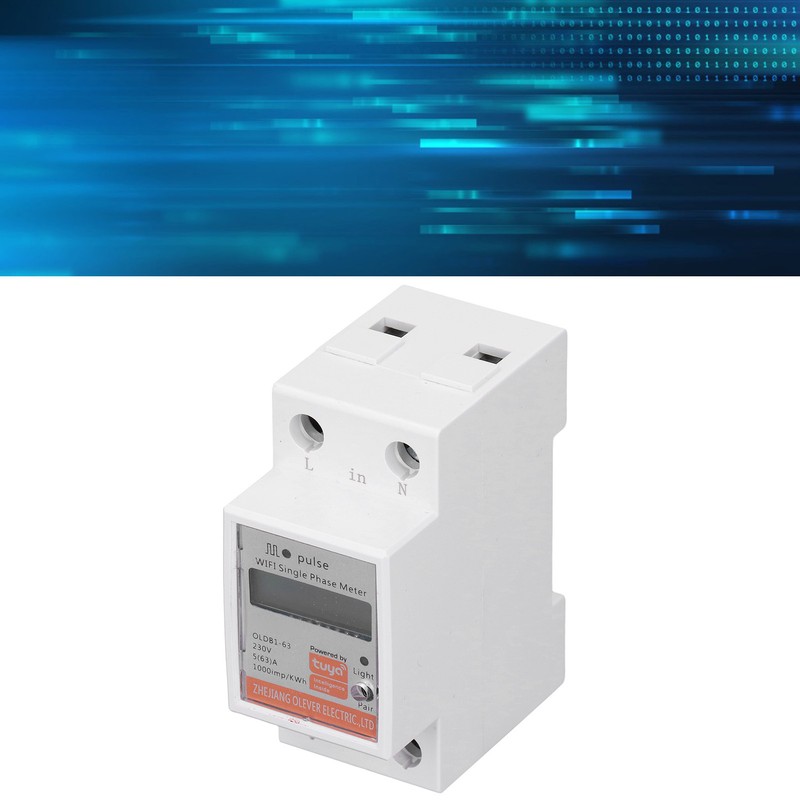 LCD Digital Energy Meter Smart WIFI DIN Rail Mount Single