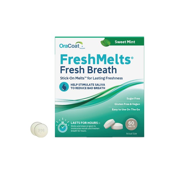 OraCoat® FreshMelts® Fresh Breath Stick-on™ Melts for Lasting Freshness, Sweet Mint, 60 Count