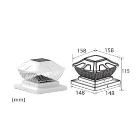 Outdoor Waterproof Solar Pillar Light Patio Garden Fence Gate Post Light 6X6 inch 600mAh Battery IP65 Waterproof Rating