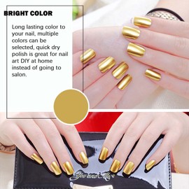 U-Shinein Mirror Nail Polish Golden, Platinum Glitter Nail Polish Shiny Style Nail Polish Sparkle Glitter Nail Polish for DIY or Professional Nail Art Manicure