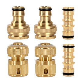 6-Pack Brass Garden Hose Connectors - with 2X Dual Male Connector, 2X “Hose ½-Inch End Quick ConnectRust-Resistant Hose Fittings and Connector Kit for connecting garden hose pipes,