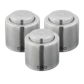 Cilio Stainless Steel Champagne Sealer, Bottle Stopper for Sealing Champagne Bottles, Pack of 3