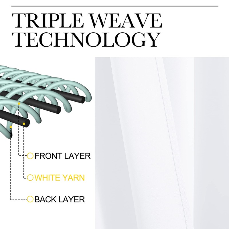 NICETOWN White Window Curtain Panels 48 inch Length, 50% Light