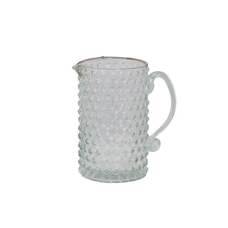 Creative Co-Op Hand Blown Glass Hobnail Pitcher, Clear
