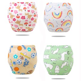 Paquete de 4 Pantalones de Entrenamiento，Calzones de Entrenamiento para niños pequeños，Ropa Interior de algodón Absorbente Suave Reutilizable，Adecuado para niños y niñas