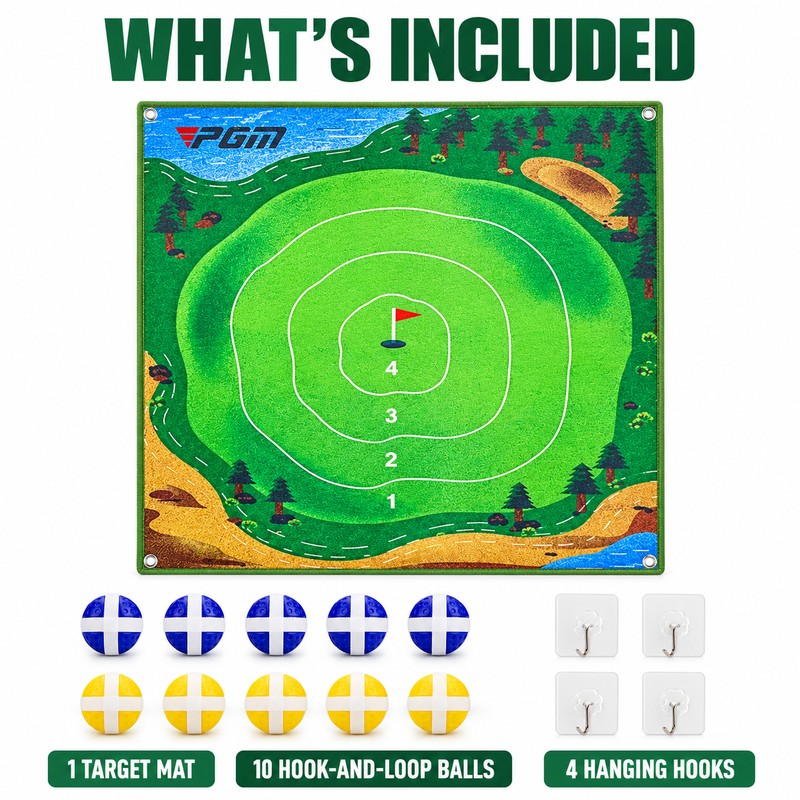 PGM DJD040 Golf Chipping Practice Target Mat with 10 Velcro
