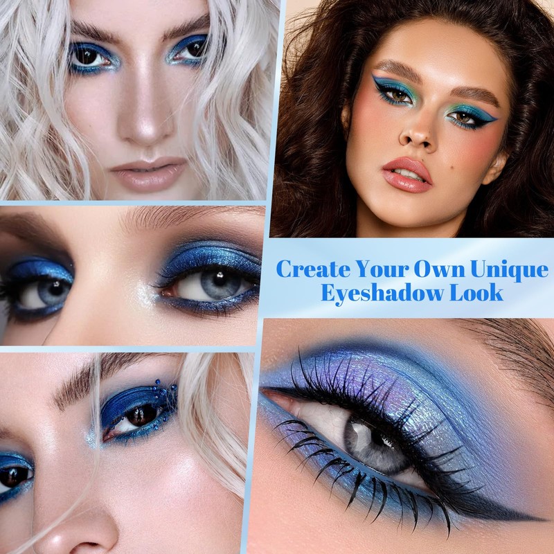 TPTGIAR 9 Colours Eyeshadow Palette, Blue Eyeshadow Palette, Long-Lasting &