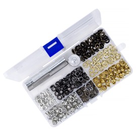 Trimming Shop Eyelets Grommet Kit 100 Pcs Of Gold, Silver, Bronze & Gunmetal, 4mm, With Set of 3 Fixing Tools for Clothes, Apparel, Leather, Canvas, Shoe, Self Backing, Home Use by