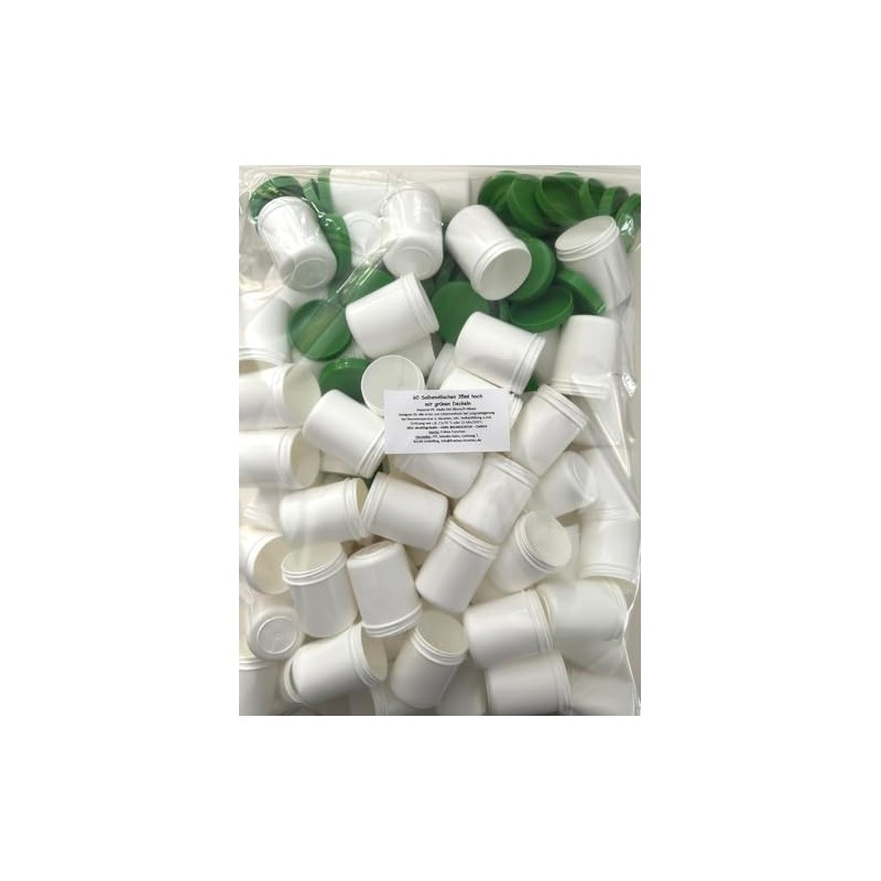 60 Ointment Jar Containers Cream/Ointment Kruke 35ml Capacity, with Green