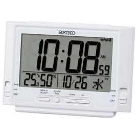 Seiko Clock SQ320W Digital Radio Controlled Desk Clock, White Pearl, 3.3 x 5.2 x 1.8 inches (84 x 132 x 46 mm)