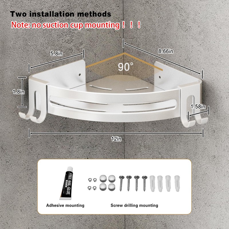 VOLPONE Corner Shower Shelves with Hooks Shower Storage Rack Rustproof