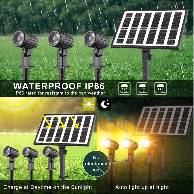 CLY Solar Landscape Spotlights, Solar Lights Outdoor IP66 Waterproof, Remote