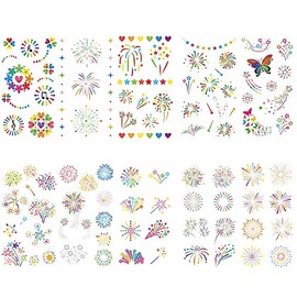 Yesallwas Fireworks Cute Heart Star Butterfly Tattoo Stickers Set of 10 Tattoo Stickers for Kids Men Women Long Lasting Tattoo Sticker Body Seal