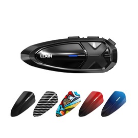 Lexin Incom, 5 Options, For Motorcycles, 10 People Simultaneous Conversation, Bluetooth 5.0, Waterproof, Wireless Listening Mode, Helmet, Speaker, Up to 2,000 m Communication, 18 Hours Calls, Siri Voice Compatible, Noise Canceling, Communication Device, 