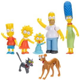 The Simpsons JAKKS Pacific Set de Figuras Familia Simpson Escala 2.5″ – Homer, Marge, Bart, Lisa y Maggie con Diseño Coleccionable para Fans y Niños 4+ Años