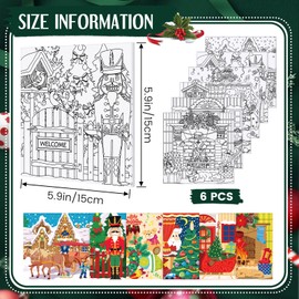 Honoson 6 Pcs 6 x 6 Inch Pre Drawn Outline Canvas Paint Kit Painting with Pictures to Paint for Adults Paint Party Stretched Canvas Painting Art Boards Set for Adult Beginner Paint (Christmas Style)