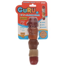 GURU Pet: Multi-Flavor Stick - Medium - Spinning Dog Chew Toy, Infused Flavors, Bacon-Chicken-Peanut Butter-Vanilla, Durable Interactive Twisting Play