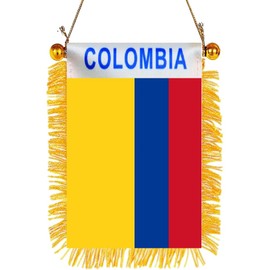 GSYLPFT 4 X 6 Colombian Flag Small Mini Colombia Flags Banners for Car Rearview Mirror Window Hanging Decor with Suction Cup & Fringy