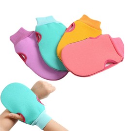 4 Pcs Mitt Double Skin Washcloth Back Scrubbing Body, Bath, Bathing Scrubber Hand Rub Gloves, Gloves Dead Mitts Wash Glove Body Shower Exfoliating Double- Spa Massage for Sided