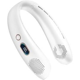 VEKK Neck Fan, Portable Bladeless Fan, 6000mAh Battery USB Rechargeable, LED Display, 360° Cooling Wearable Personal Fan, 3 Speeds, Quiet, Hands Free Neck Fans for Travel