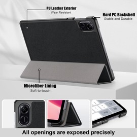DINGGUAGUA Case for Honor Pad X9 11.5 inch 2023 Slim Lightweight Protective for Honor Pad X8 Pro Tablet Three Folding Hard Back Shell Stand Cover,Black