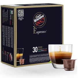 Caffe' Vergnano 1882 Medium Roast Espresso Compatible Capsules, Single-Serve Arabica Robusta Espresso Coffee, Italian Coffee For Nespresso Coffee Machines, Intensity 4/10, Oro, 30 Ct