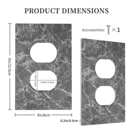 VunKo Duplex Device Receptacle Grey Marble Texture Wall Plate, 1-Gang Electrical Switch Duplex Outlet Plug Cover Decorative Wallplate