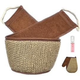 Ultimate Cleansing Set: Back Scrubber and Spa Bath Mitt + Foamer for a Luxurious Bathing Experience for Men or Women (Coffe Brown)