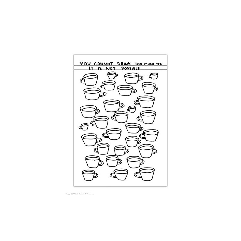 Funny Humorous 'David Shrigley Drink Too Much Tea' Novelty Postcard