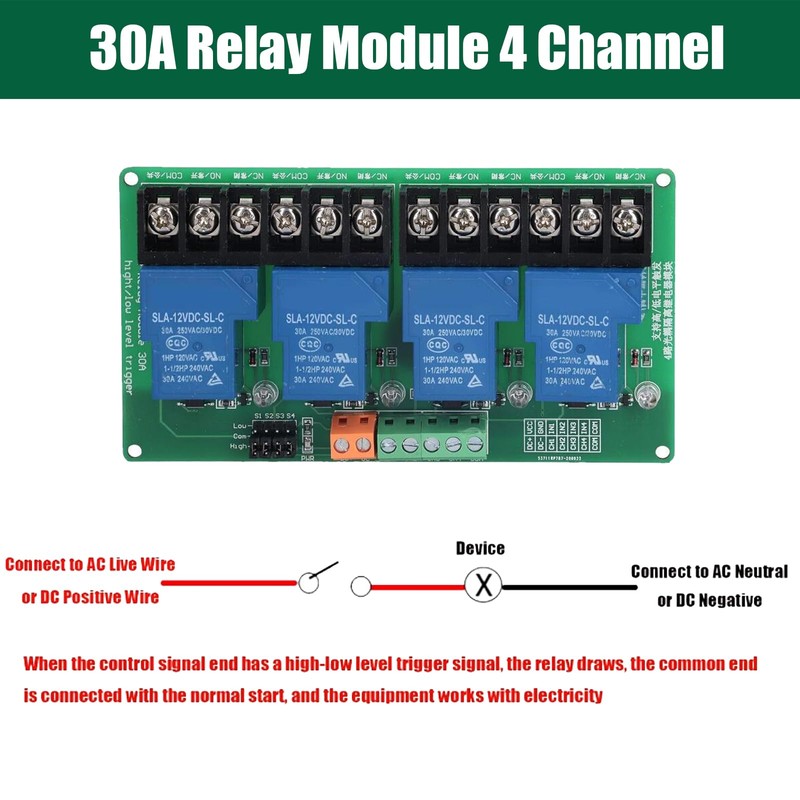 DIANN 30A 4 Channel Relay Module 12V Relay Module Expansion