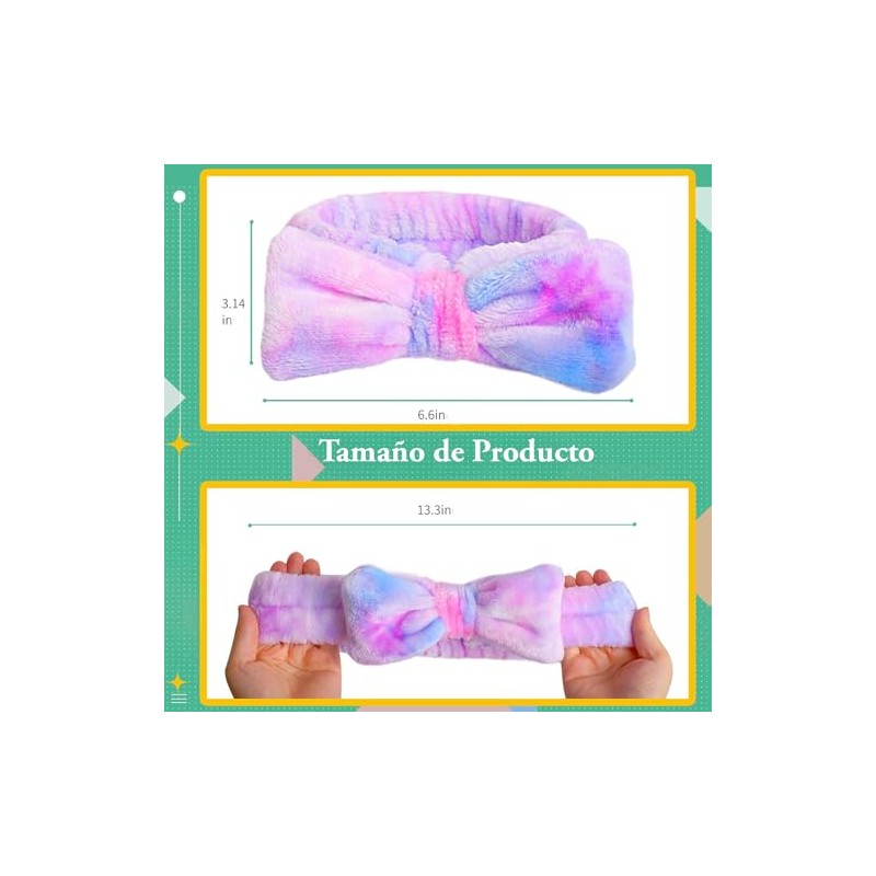 3 diademas de microfibra Triko con moño tie dye desmontable