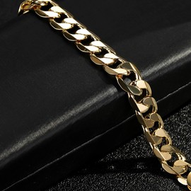 THE BLING KING New 9mm Gold-Plated Bonded Cuban Curb Bracelet – 8 Inch – Durable & Stylish – Lightweight 21g – Classic Unisex Jewellery for Everyday Wear