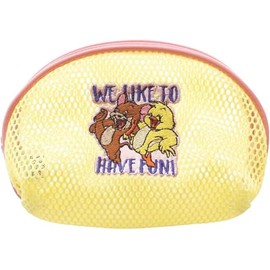 Tees Factory TJ-5544328YE Tom and Jerry Mesh Round Pouch, Yellow, H4.5 x W 6.4 x D 2.6 inches (115 x 163 x 65 mm)