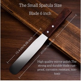 Cyoufine - Espátula de glaseado recta, espátula de acero inoxidable, paquete de 2 espátulas para tartas, mango de madera, espátulas de hoja de 6 y 8 pulgadas, espátulas de metal para decoración de