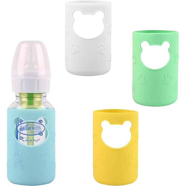4 Pack Silicone Sleeves for Dr Brown's Glass Baby Bottles,