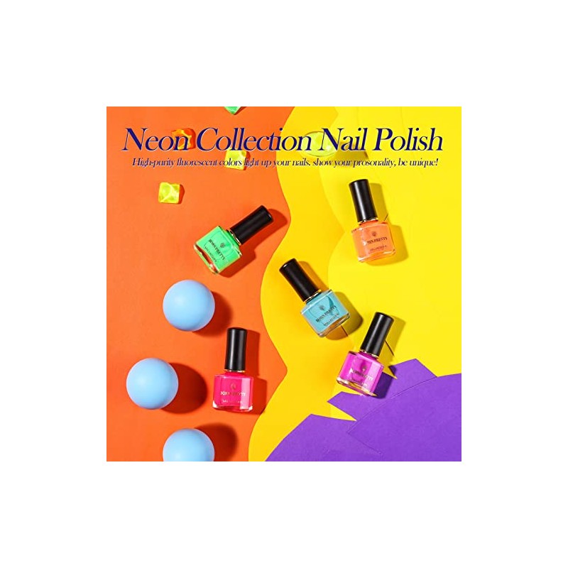 Born Pretty Neon Nail Polish Fluorescent Bright Nail Lacquer 6PCS