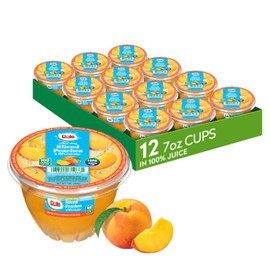 Dole Fruit Bowls Diced Peaches in 100% Juice Snacks, 7oz 12 Total Cups, Gluten & Dairy Free, Bulk Lunch Snacks for Kids & Adults