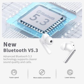 Wireless Earbuds, Bluetooth 5.3 Headphones Wireless Earphones, 2024 In Ear buds Wireless Earbuds, 4 ENC Noise Cancelling Mic Wireless Headphones, IP7 Waterproof, 40H Playtime, Mini Ultra Light, Gray