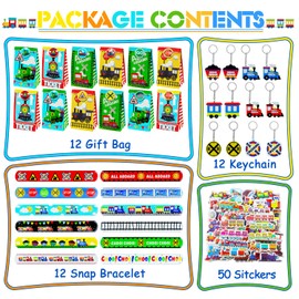 Hmfmdy Train Children's Birthday Party Bags, Pack of 86 Train Party Gifts, Racing Car Party Bags, Party Gift Toy, Party Give Aways for Boys and Girls, Party Decoration Birthday