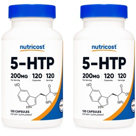 Nutricost Nutricost 5-HTP 200mg, 120 Vegetarian Capsules (5-Hydroxytryptophan) - Non-GMO & Gluten Free (2 Bottles)