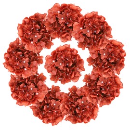 AVIVIHO Burnt Orange Artificial Flowers Fake Hydrangeas Flowers Heads 10pcs Full Hydrangea Silk Flowers with Stems for Fall Wedding Home Party Shop Baby Shower Decoration