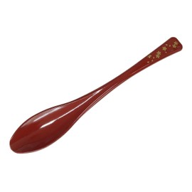 若泉 Lacquerware Dishwasher Safe Rice Congee Spoon Vermillion in Gold Flower 2 Piece H – 60 – 19 