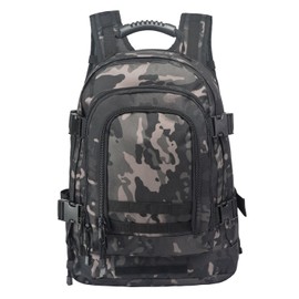 PAIWPHLI Military Outdoor Backpack Expandable Backpack Tactical Daypack With Waist Strap for Hiking Hunting Outdoor (Blackcamo)
