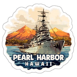 No Thorns Media Pearl Harbor Hawaii Travel Sticker, Weatherproof Souvenir Decal Vinyl Small Waterproof for Water Bottle Mug Passport Laptop Phone Car Stickers, Size - 4″×4″ - ID44990