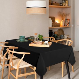 sancua 8 Pack Black Tablecloth 60 x 102 Inch, Rectangle Table Cloth for 6 Feet Table - Stain and Wrinkle Resistant Washable Polyester Table Cover for Dining Table, Buffet Parties and Camping