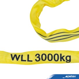 Petex 47203019 Round Sling WLL 3000 kg, 1 m, 2 m, Yellow