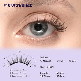 Wosado Soft Magnetic Eyelashes All-in-One Box, BearisBug Limited Edition Magnetic Eyelash Extensions, Waterproof, Reusable, Glue-Free, Eyeliner-Free Makeup Cosmetic:_#10 Ultra Black BearisBug All-in-One