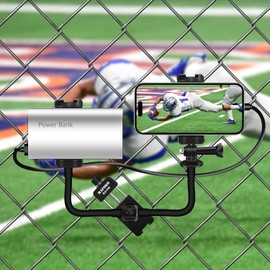 Baseball Dual Fence Mount Compatible for GoPro Phone Dual-Camera Fence Holder for Pocket Radar/Mevo Start Game Changer Mounting Kit for DJI Action/Insta 360 for Baseball Softball Tennis Football