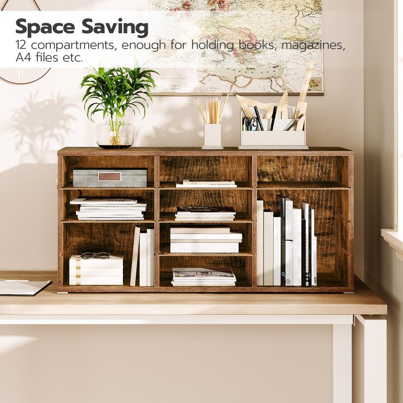 HOOBRO Countertop Mail Sorter Organizer, Wooden Literature Organizer, Student Mailbox